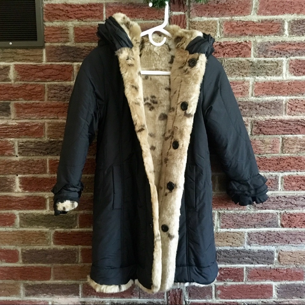 Adorable Black/Cheetah Coat